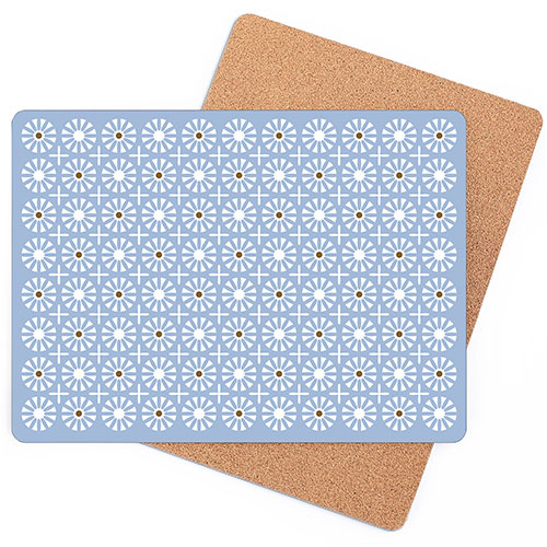 Floral repetitive pattern on a cork backed placemat